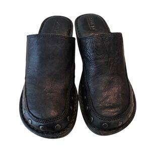 Born Black Leather Clogs